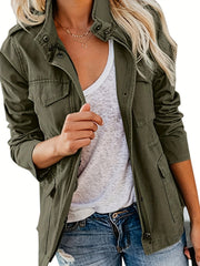 Warm Stand Collar Jacket with Pockets
