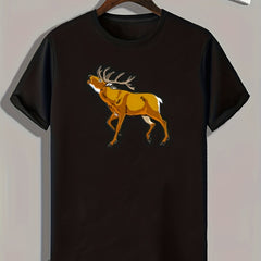 Deer Print Men's Graphic T-shirt Casual Comfy Tees For Summer