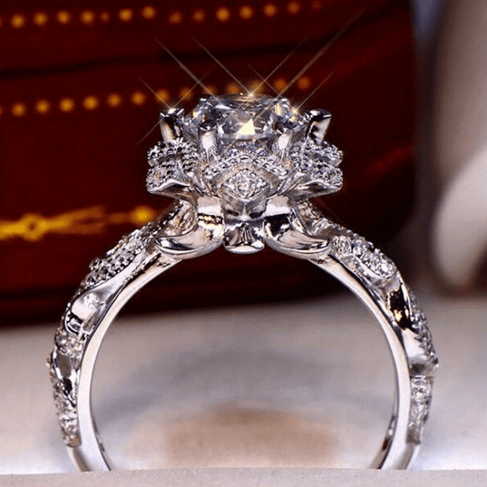 Rhinestone Flower Alloy Ring for Party Gift