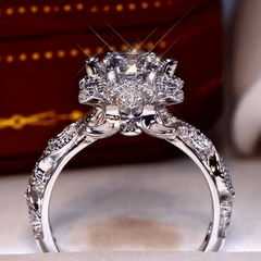 Rhinestone Flower Alloy Ring for Party Gift