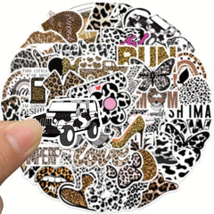 50Pcs Leopard Print Series Graffiti Stickers Waterproof DIY Creative Toy