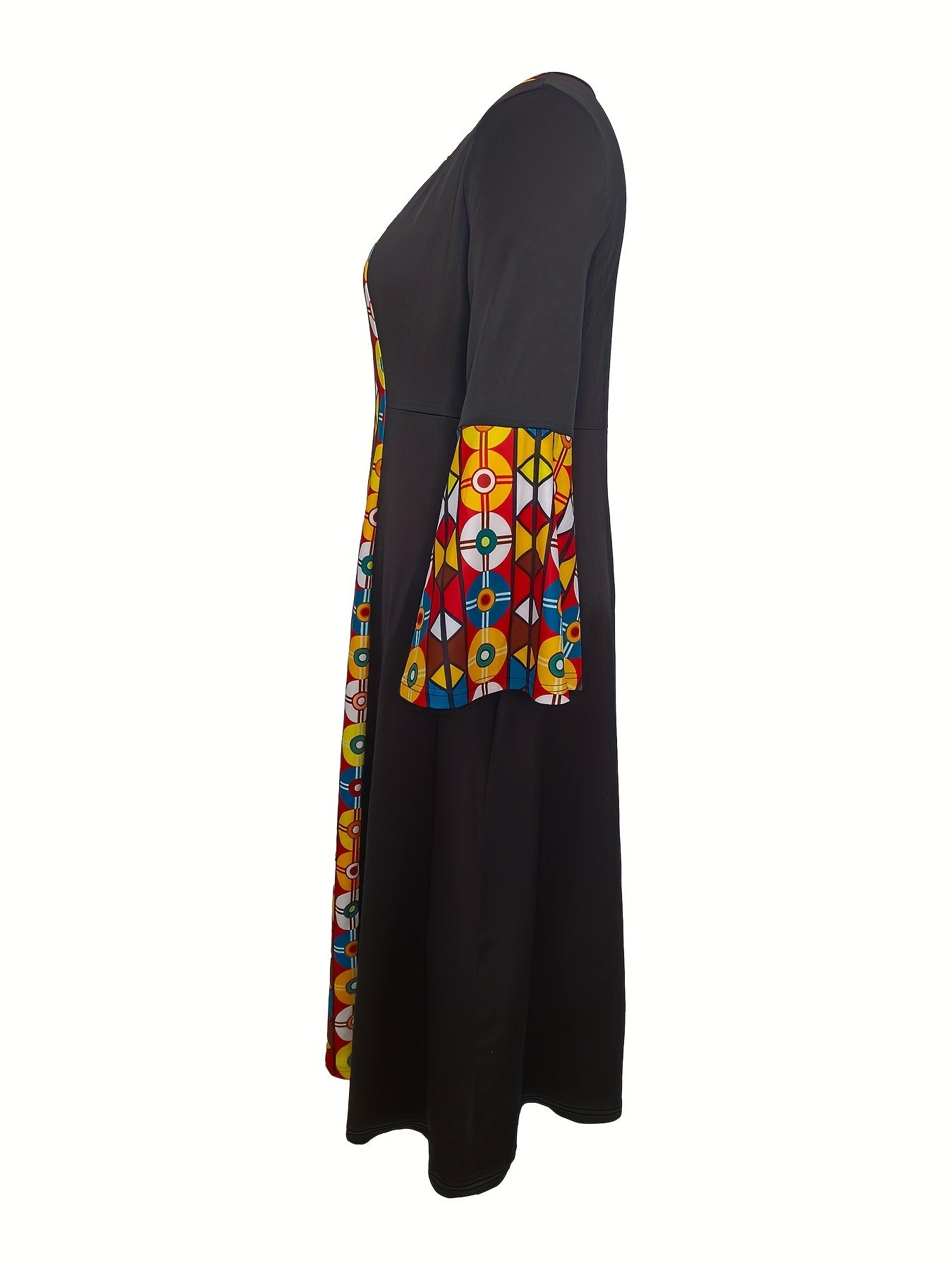 Colorblock Tribal Print Maxi Dress