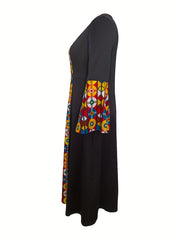Colorblock Tribal Print Maxi Dress