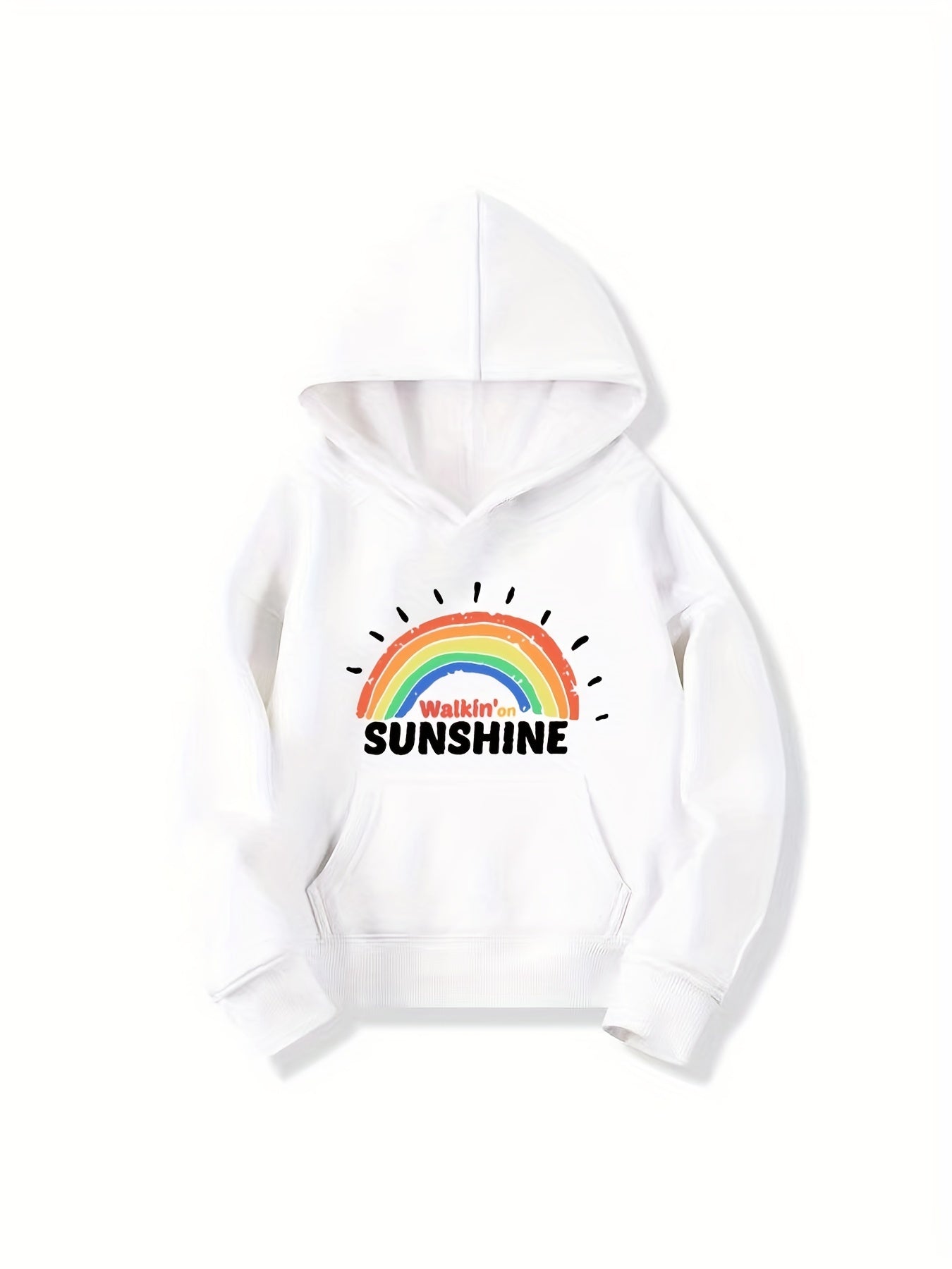 Sunshine Rainbow Graphic Girls' Casual Long Sleeve Hoodie Sweatshirt