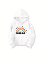 Sunshine Rainbow Graphic Girls' Casual Long Sleeve Hoodie Sweatshirt