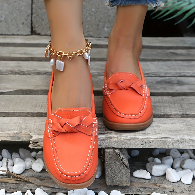Women's Solid Flat Loafers Casual Slip On Anti skid Shoes