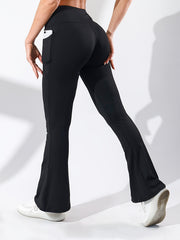 Tummy Control Flare Leg Yoga Pants with Phone Pocket