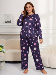 Cartoon Galaxy Print Tee & Pants Loungewear Set