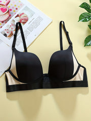 Colorblock Push Up Bra Comfy & Breathable Anti sagging Bra