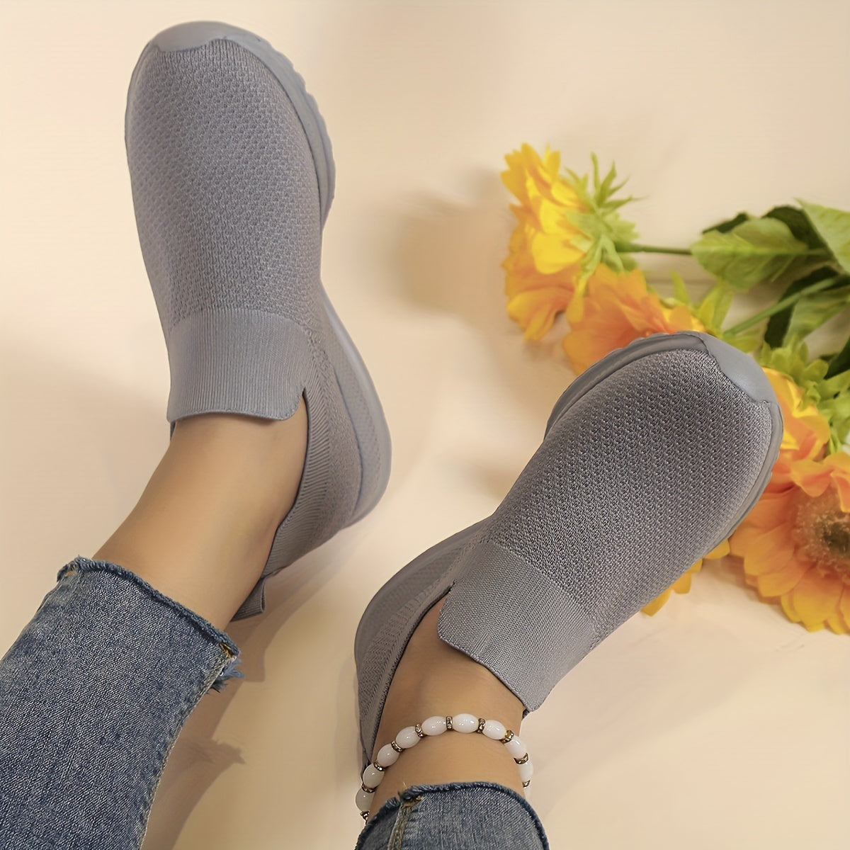 Women's Lightweight Slip On Sneakers Low Top Solid Shoes