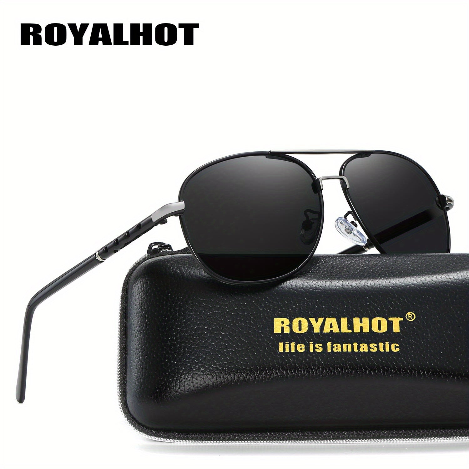 RoyalHot Pilot Frog Mirror Metal Polarized Sunglasses