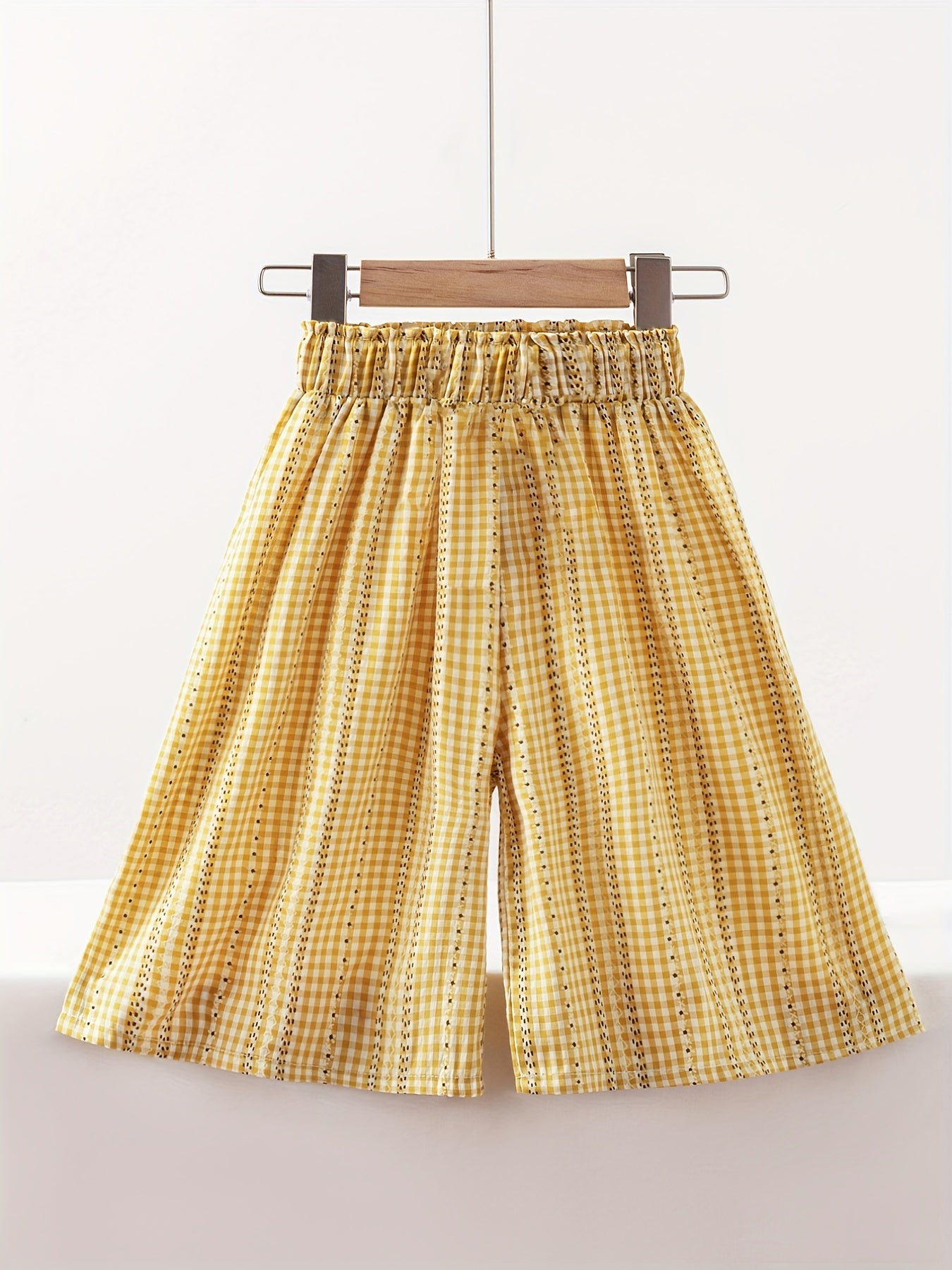 Girls Casual Plaid Loose Fit Pants For Kids Summer