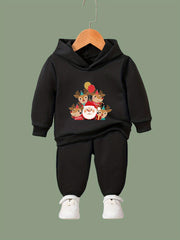 Reindeer Crew & Santa Print Kids Outfit Set for Christmas