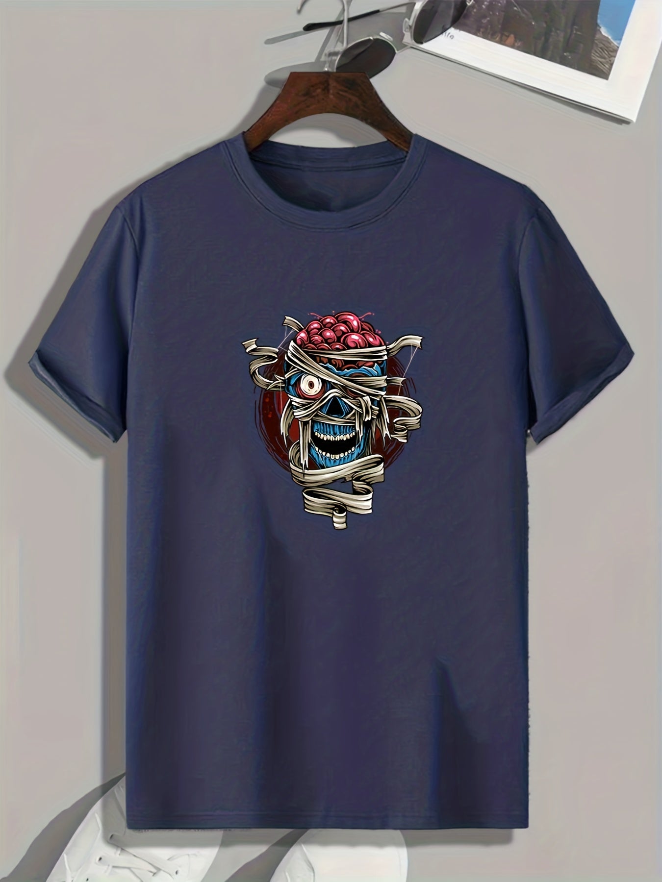Cherry & Skull Pattern T-shirt Men's Summer Casual Tee Gift