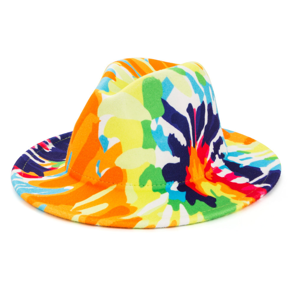 Men's Colorful Top Hat Wide Brim Cloche Hat