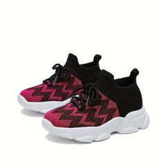 Boy's Comfy Breathable Sock Shoes Non Slip Lace Up Soft Sole Sneakers