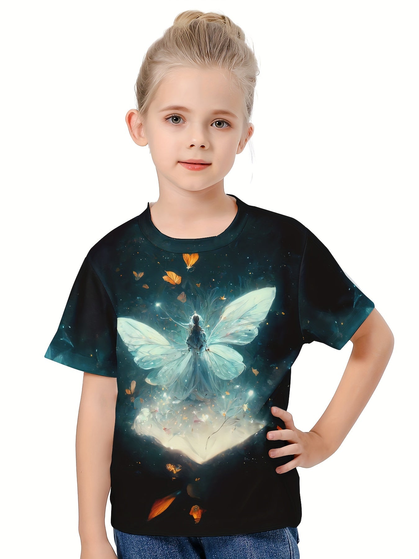 3D Butterfly Fairy Graphic Short Sleeve T Shirt for Girls Boys