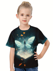 3D Butterfly Fairy Graphic Short Sleeve T Shirt for Girls Boys