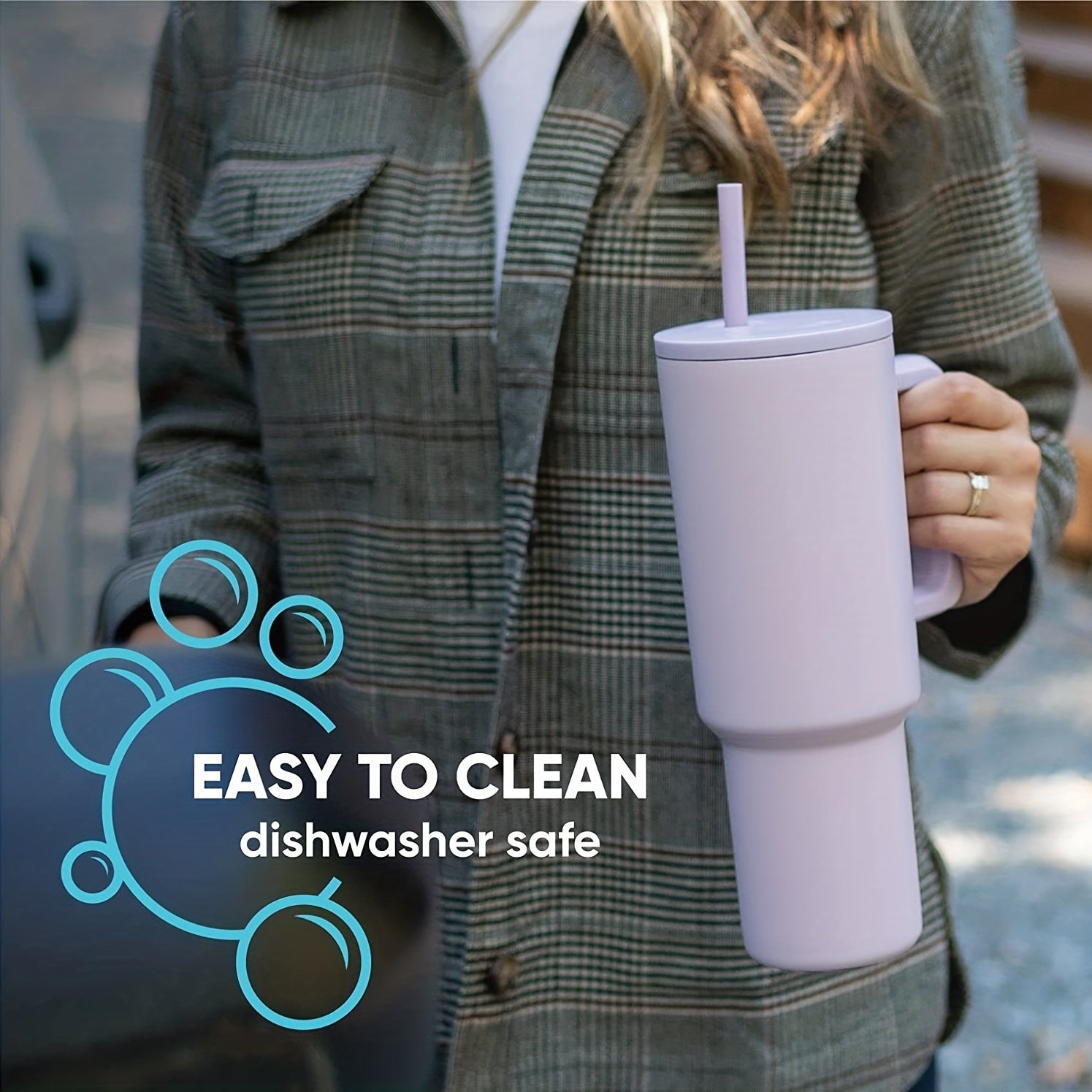 Insulated Stainless Steel 40Oz Tumbler with Handle & Straw Lid