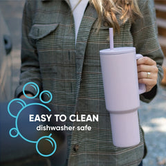 Insulated Stainless Steel 40Oz Tumbler with Handle & Straw Lid