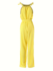 Sleeveless Wide Leg Jumpsuit Women's Clothing