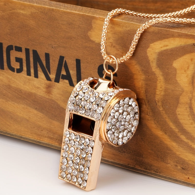 Self Defense Whistle Keychain With Rhinestone Inlaid