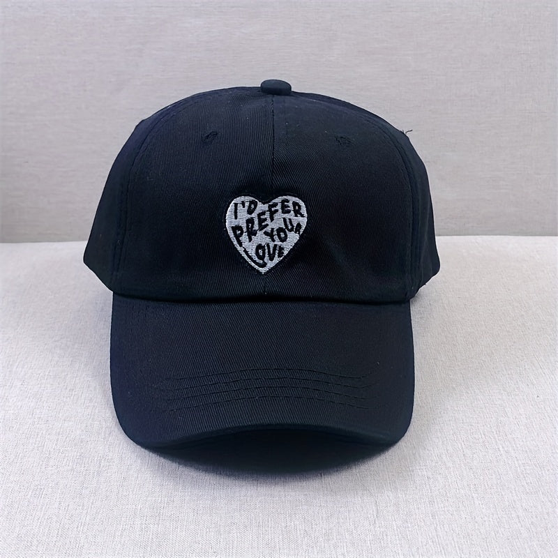 Vintage Heart Embroidery Baseball Cap Solid Casual Sunscreen Dad Hat