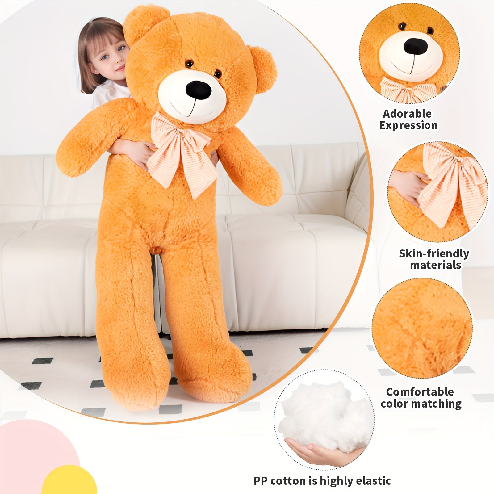 48in Large Soft Jumbo Teddy Bear Big Brown Stuffed Animal Birthday Gift