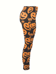 Halloween Leggings Women's Plus Allover Pumpkin Print