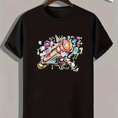 Microphone Print Men's Graphic T-Shirt for Summer