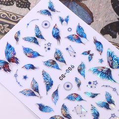 6pcs Butterfly Nail Art Stickers Self Adhesive Shimmering Decals