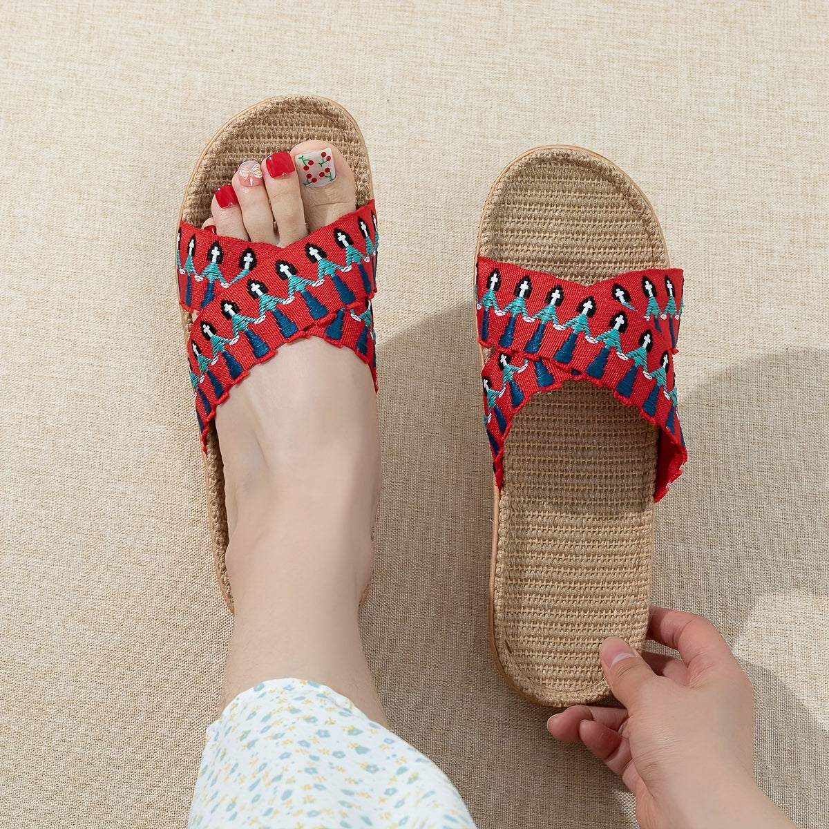 Women's Criss Cross Straps Sandals Lightweight Linen Sole Shoes
