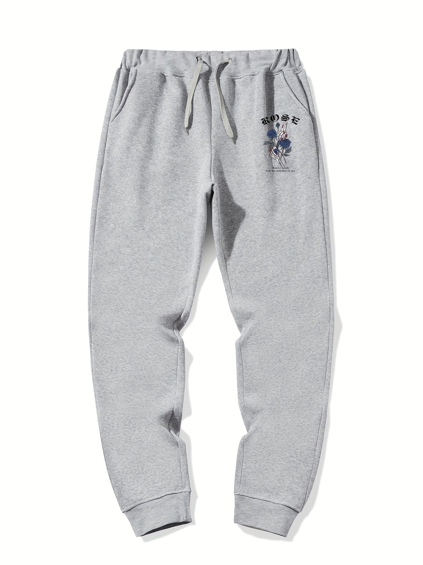 Men s Rose Print Drawstring Sweatpants