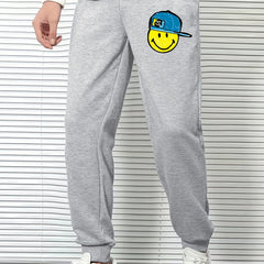 Smile Face Hat Men's Sports Pants Casual Drawstring Jogging Trousers