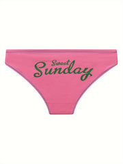 7 Pack Plus Size Letter Print Panties Women's Plus Knot Front Lingerie