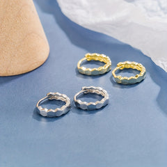 Golden Wave Hoop Earrings S925 Silver Classic Earrings For Women Girls
