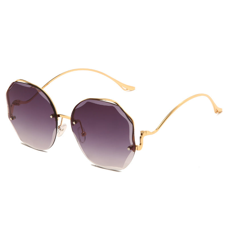 Oversize Polygon Rimless Sunglasses For Women