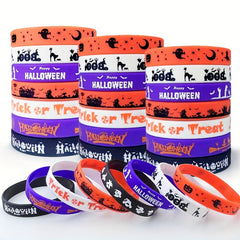 8pcs Retro Halloween Silicone Wristbands Bracelets Pumpkin Ghost Bat Fun