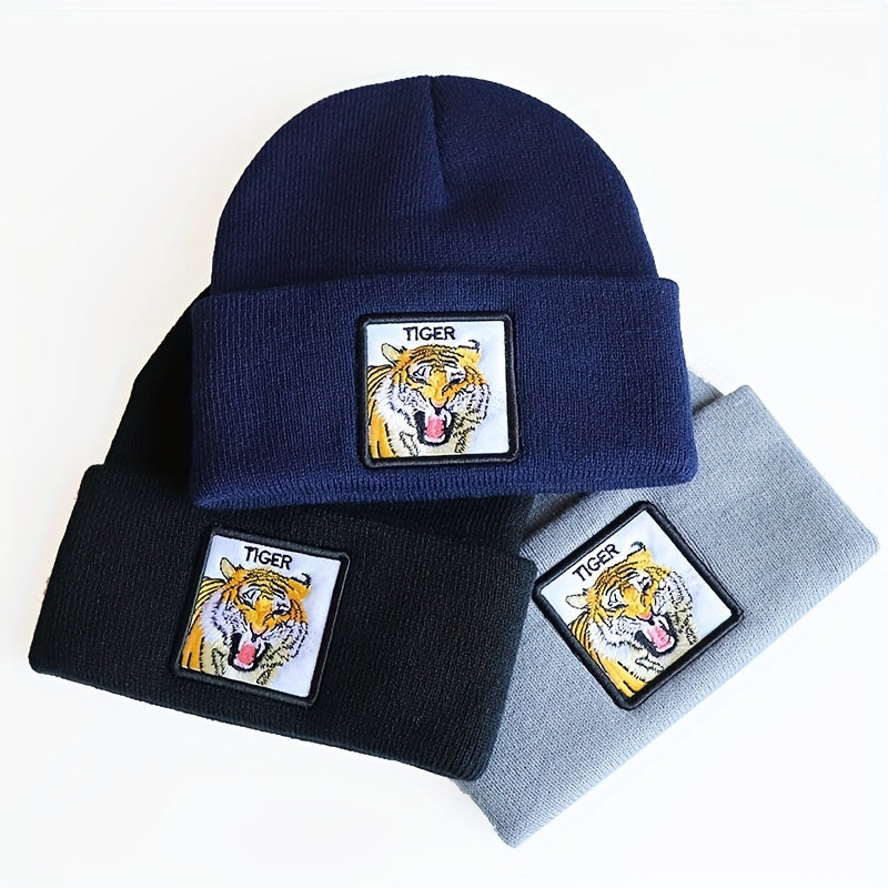 Knitted Brimless Hat Embroidered Beanie