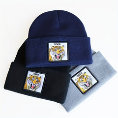 Knitted Brimless Hat Embroidered Beanie