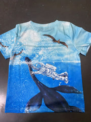 Kid's Astronaut & Dinosaur Graphic T shirt Summer Casual Tee