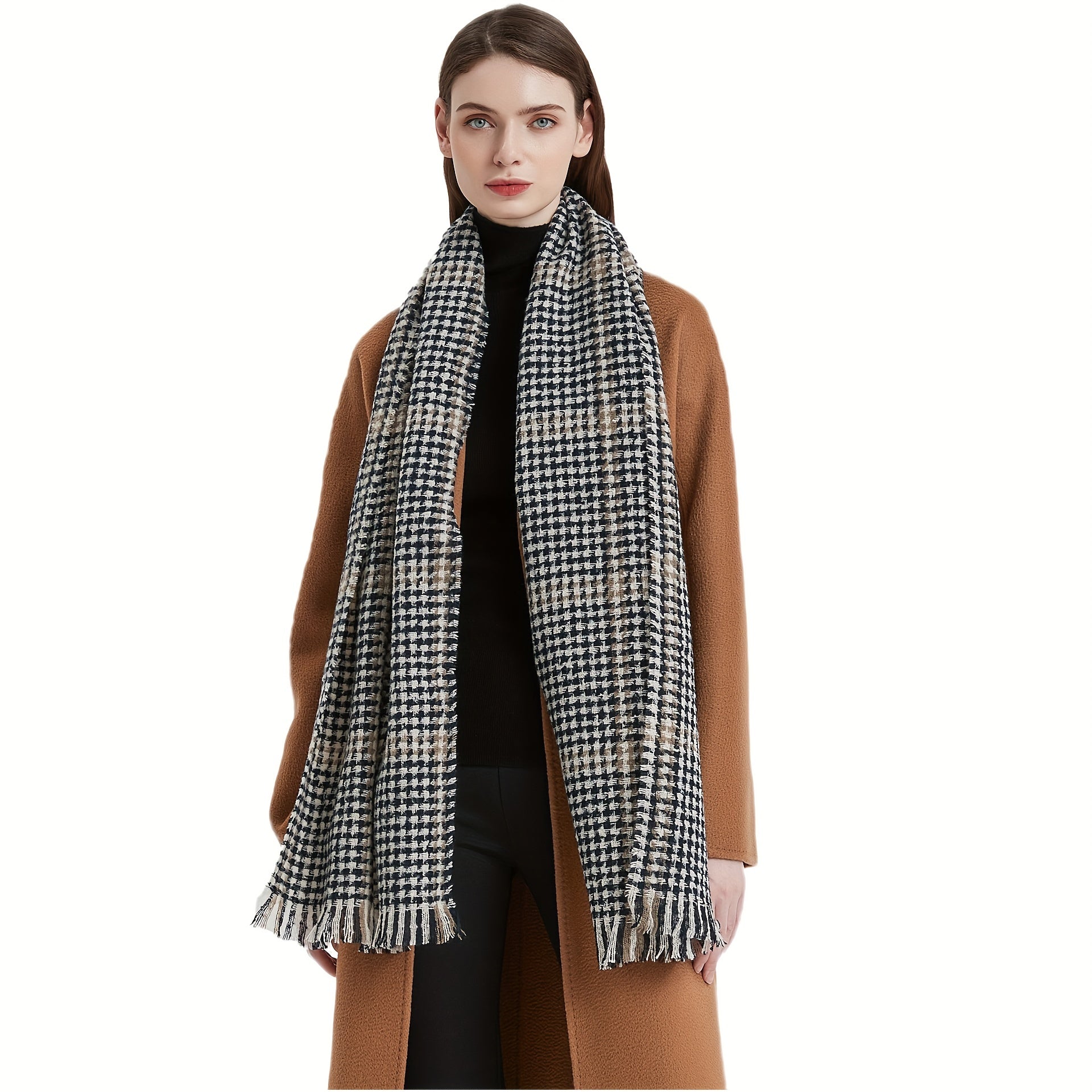 Plaid Warm Scarf Classic Tassel Shawl Thick Soft Head Wrap Scarves