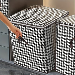 Houndstooth Blanket Storage Bag Zipper Comforter Organizer Large Quilts