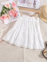 Girls Lace Layered Skirts for Party - Elastic Waist - Summer