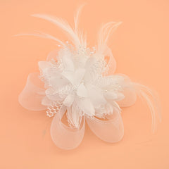 Faux Feather Mesh Flower Clip for Women Prom Party Dry Clean Accessory