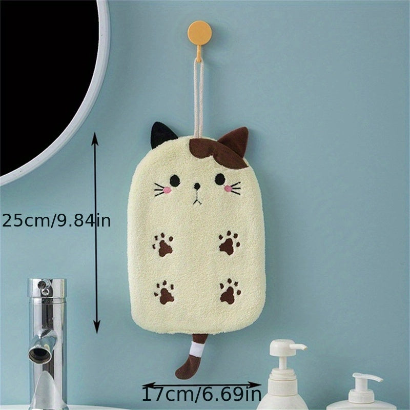 4pcs Cat Shaped Hanging Towel, Quick-drying Soft Towel for Bathroom Kitchen
