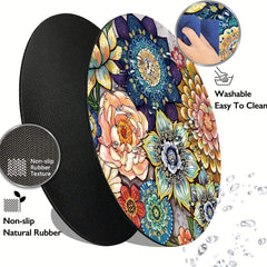 Floral Mouse Pad Textured Non Slip Rubber Base