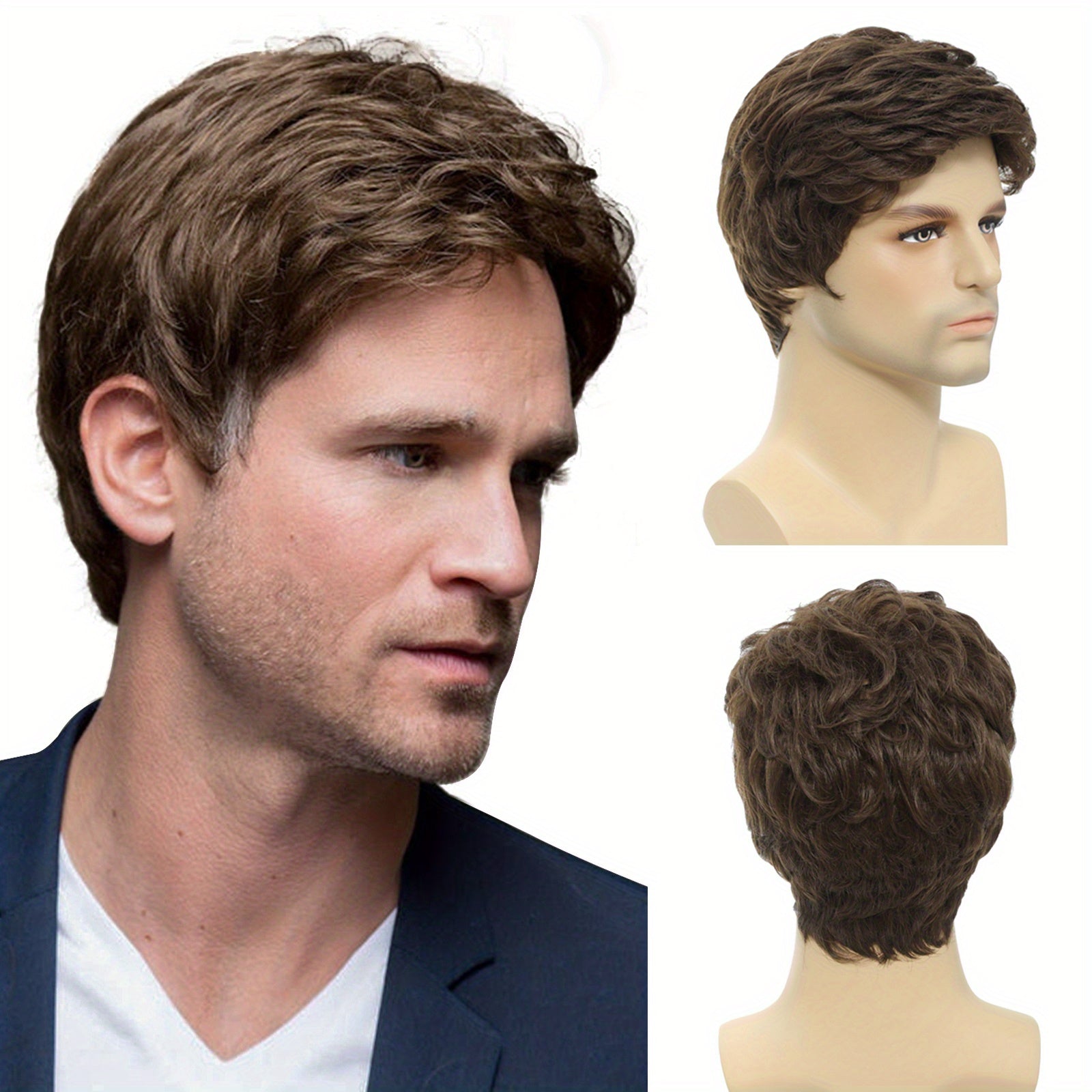 Men's Blonde Short Straight Synthetic Full Wig Cosplay Anime Hair