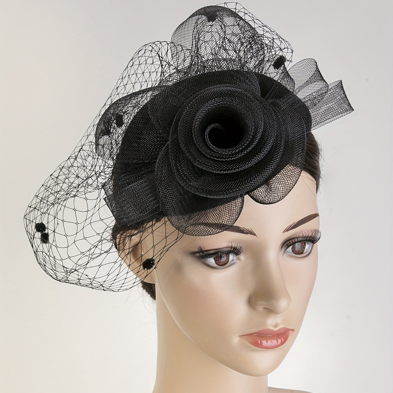 Mesh Flower Veil Handwork Fascinator for Tea Party Birthday Horce Racing Bridal