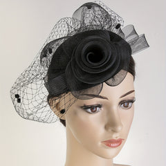 Mesh Flower Veil Handwork Fascinator for Tea Party Birthday Horce Racing Bridal
